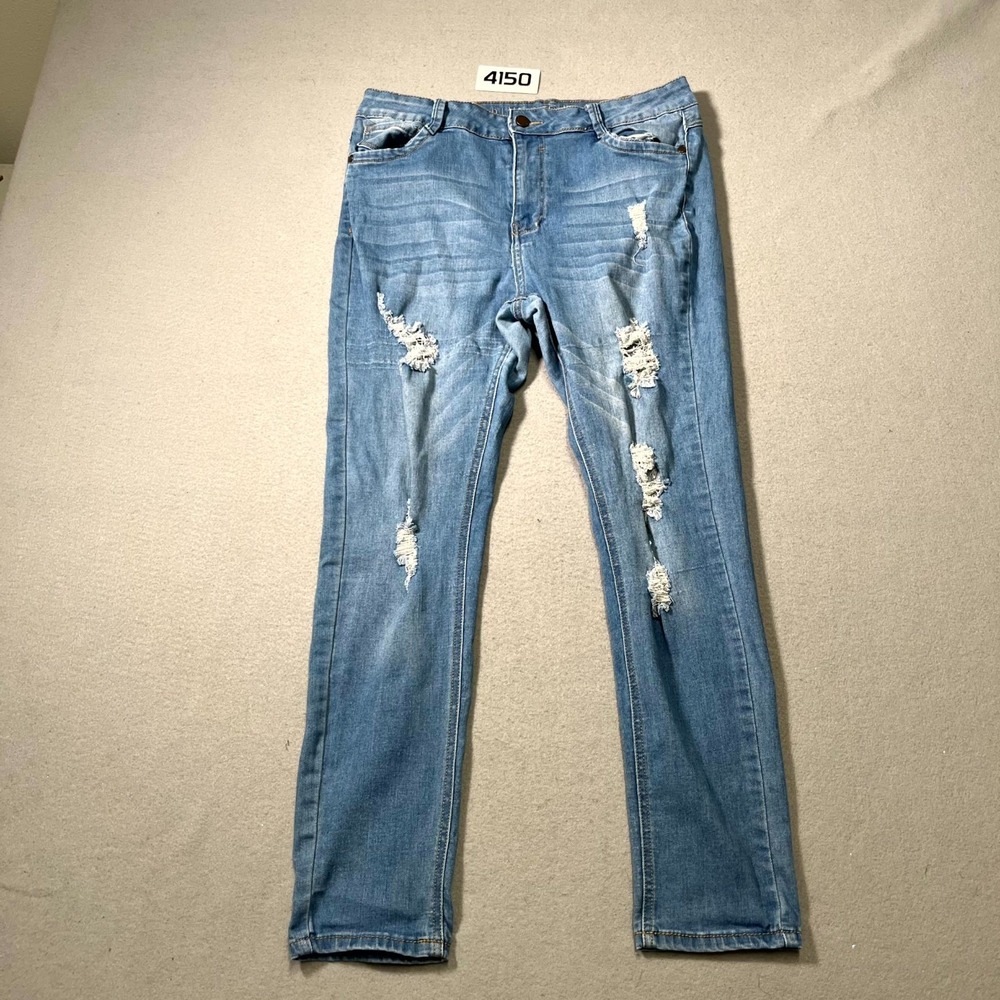 Blue‎ Republic Jeans Womens 17 Blue Denim Stretch Ripped Distressed Skinny Leg